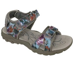 PDQ Womens/Ladies Halter Back Leather Sports Sandal / Gray/Multicolored